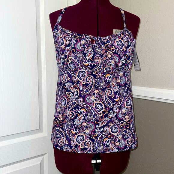 Lands’ End Paisley Tankini Sz 12 with Underwire - Picture 1 of 9